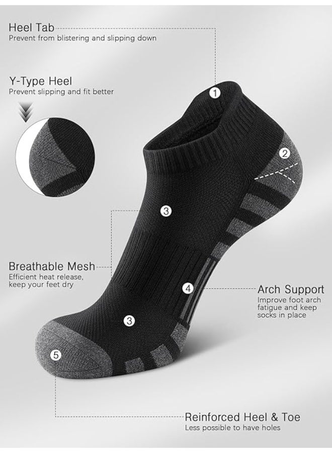 Ankle Athletic Running Socks Cushioned Breathable Low Cut Sports Tab Socks for Men and Women (6 Pairs) - Image 4